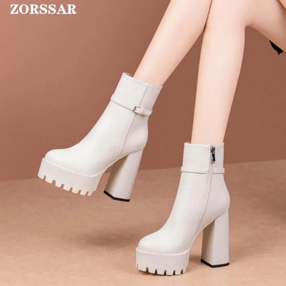 Woman White Shoe 2025 New in Fashion Platform Boots Ladies High Quality Luxury Women Leather Boots Super High Heels Boots Women