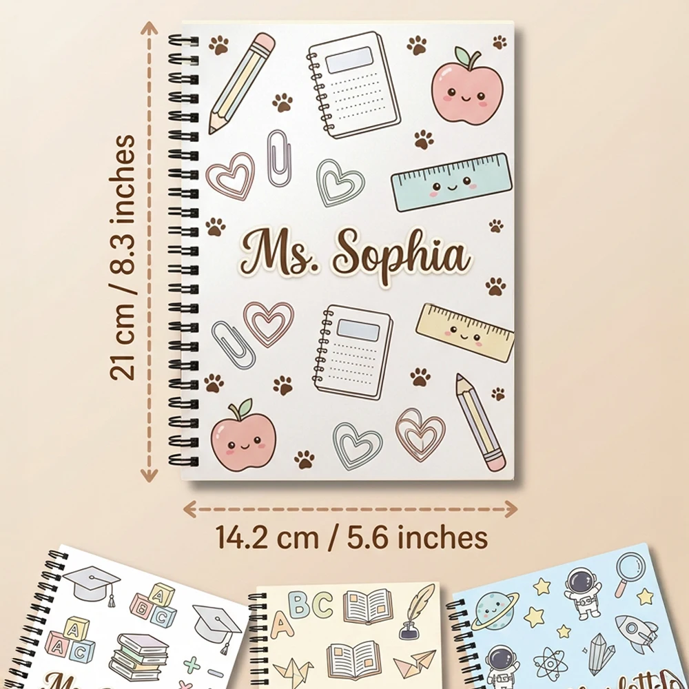 Customized Kids Back To School Spiral Journal,Personalized Name & Grade Customization,