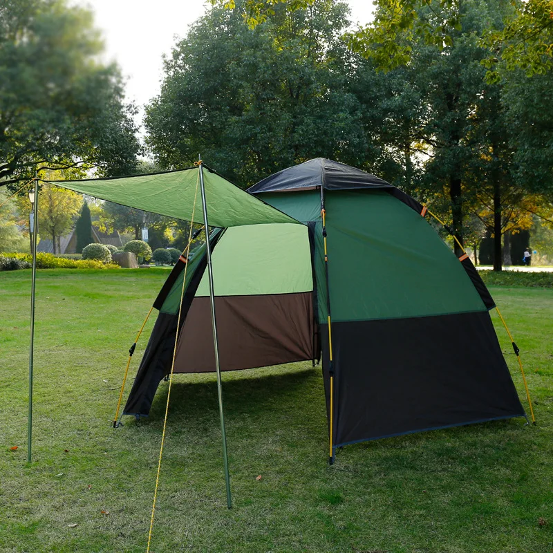 Automatic Outdoor Double Layer Hexagonal Tent Speed Opening 5-8 People Camping Rainproof Sunscreen Family Outing Equipment