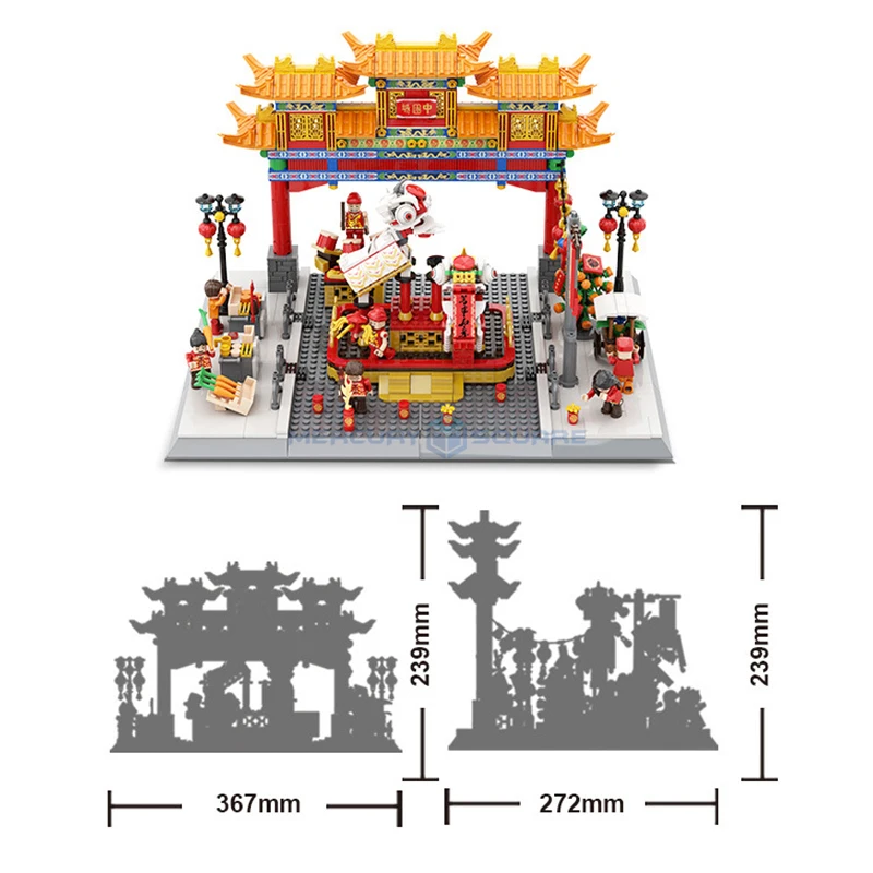 中国の建築ビルディングブロック、中国の建築モデル、都市景観のレンガ、教育コレクション、おもちゃキット、ギフト、moc 5234