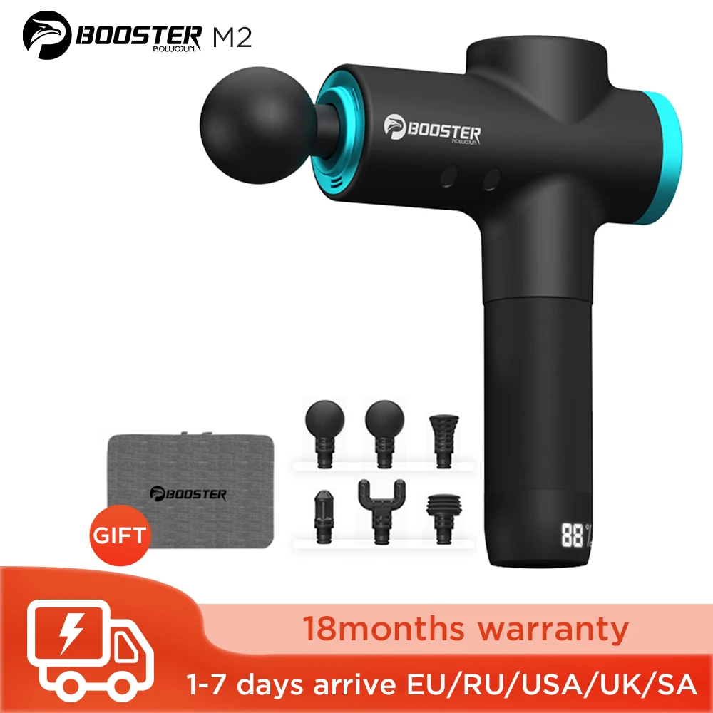 Booster M2-12V pistola de masaje profesional, masajeador eléctrico Fascial tipo c, carga rápida para alivio del dolor, masaje corporal, relajación