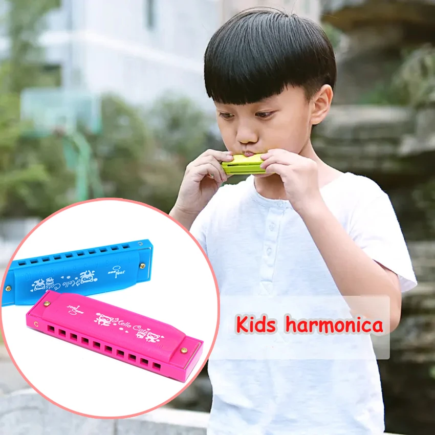 10 Holes C Harmonica Children Key  Harp Blues Music Instrumental Beginner Educational Mouth Organ Toys for Kids Birthday Gift