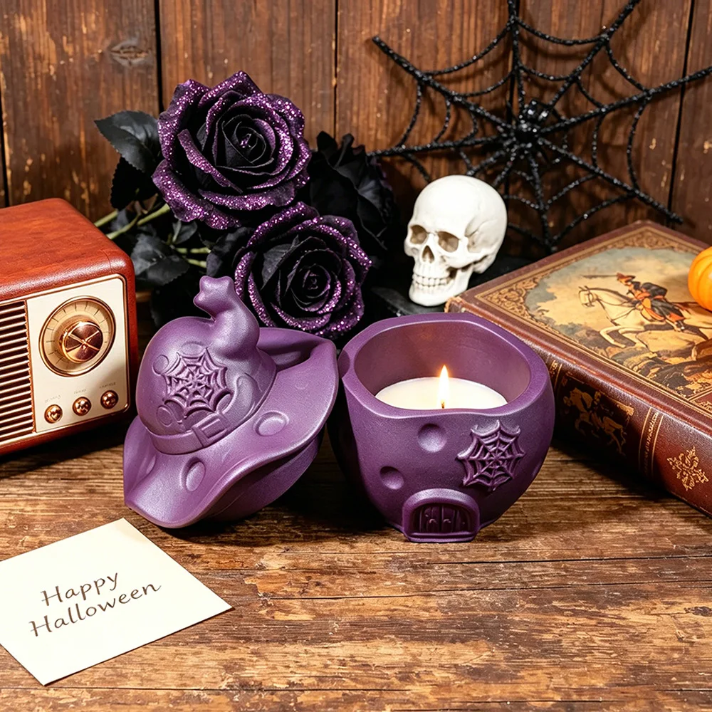 Wizard Magical House Storage Jar Silicone Mold DIY Halloween Candle Cup With Lid Vessel Casting Plaster Resin Mold Pot Mould