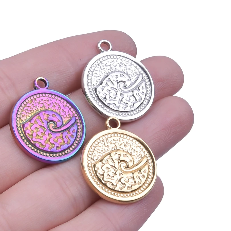 3pcs Round Vintage Sea Wave Nautical Charm Pendant Jewelry Making Necklace Bracelets Stainless Steel Charms Handmade Materials