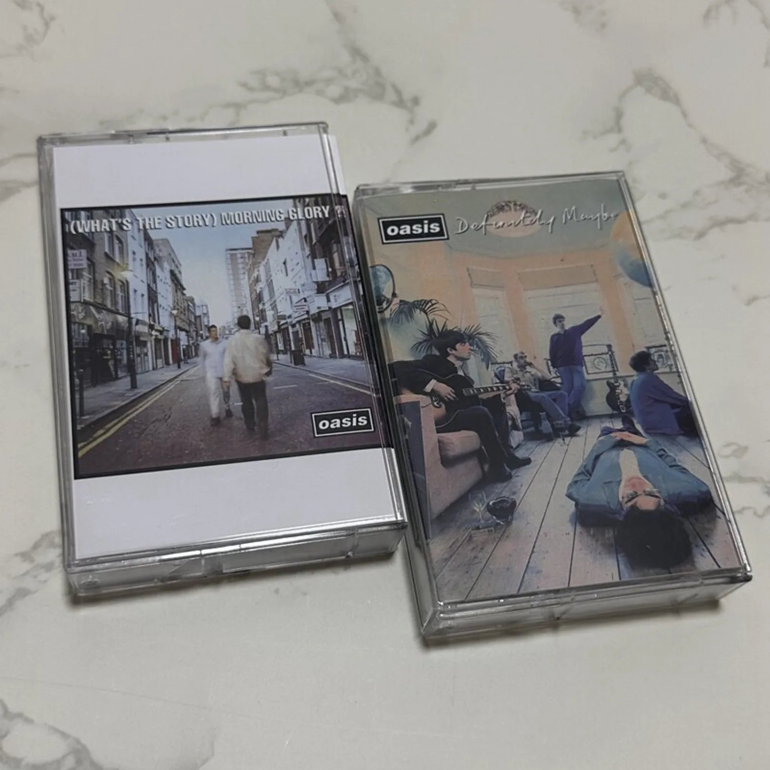 

Oasis Morning Glory & Definitely Maybe Britpop Audio Cassette Tape Retro Analog Sound Collectible for Fans Home Art Decor