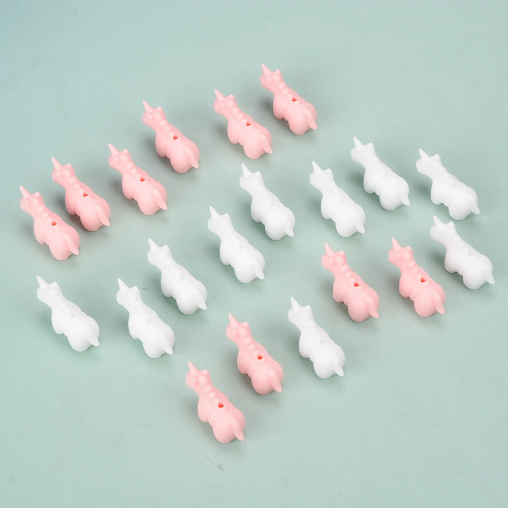 LOFCA 5/10 Pcs/lot unicorn beads BPA Free DIY Loose Bead For Teething Necklace Animal Shaped Pacifier Holder Jewelry Accessories