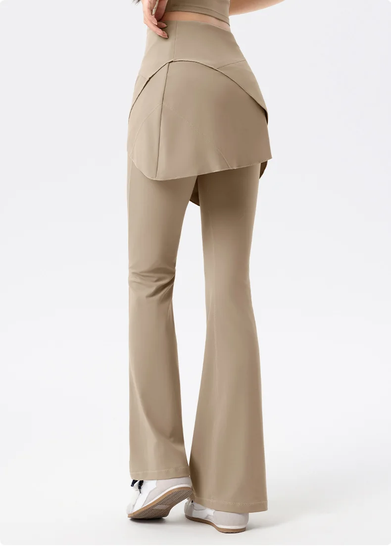 Yoga-Hosen für Frauen mit hoher Taille, Anti-Exposure, zweiteiliger Optik, hüftformende Trainingshose für Bauchstraffung, weit geschnittene Leggings – Detail 8