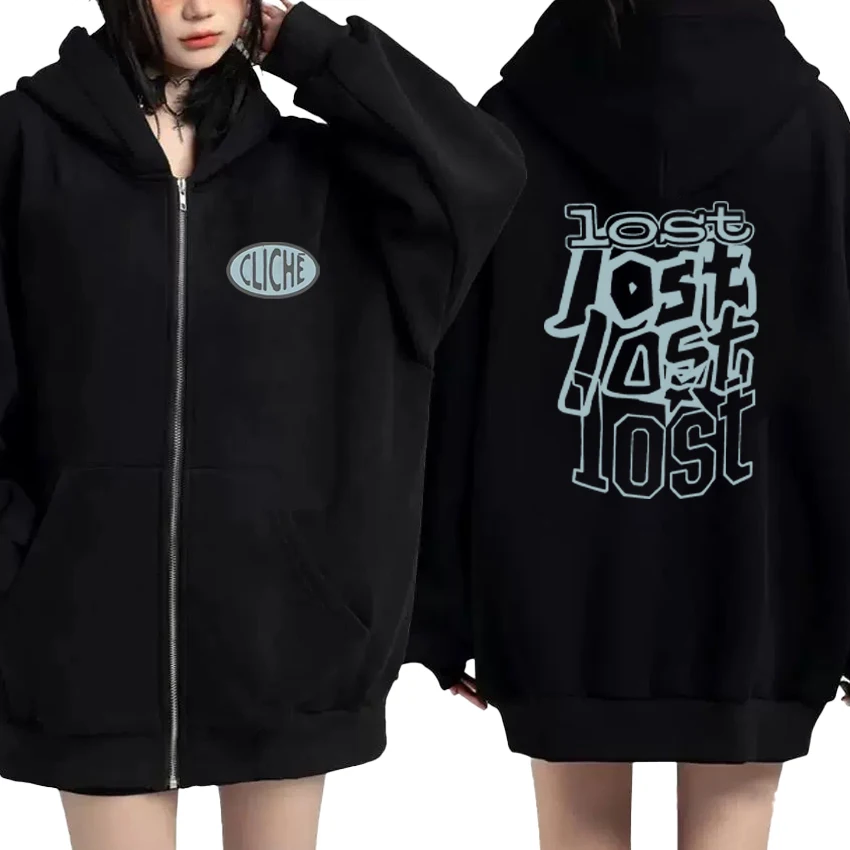 

Rapper Mgk Lost Tour 2025 Logo Graphic Jacket Men's Women Casual High Quality Zipper Sweatshirts Vintage Men Women Fleece Unisex