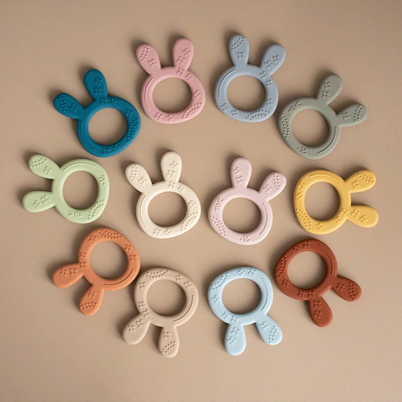 Cartoon Rabbit Shape Soft Silicone Teethers for Babies Sensory Teething Toys BPA Free Infant Chewing Molar Toy Baby Accessories