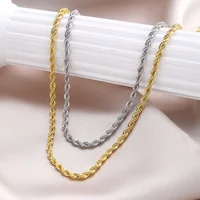 New Simple Classic Rope Chain for Men Women Necklace Casual Punk Stainless Steel Figaro Twisted Cuban Chain Necklace Jewelry 2