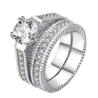 LYEE CYEE Elegant Wedding Engagement Couple Rings Set 925 Sterling Silver Color Anniversary Accessory With Full Shiny Cubiz Zircon Stone - Image 6