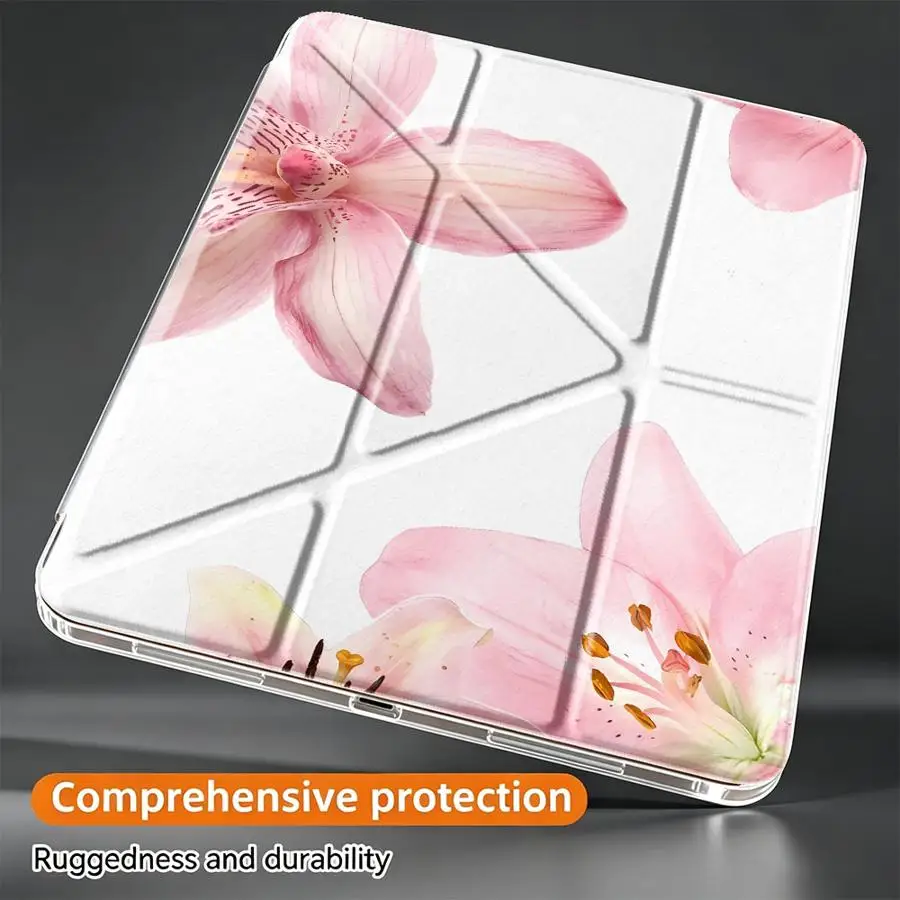 Pink Lily Flower With Pen Slot Cover Tablet Case For iPad 10th Gen Pro 13 2025 2026 Air 8 M2 M3 3 9th Mini 7 6 5 11th 12th