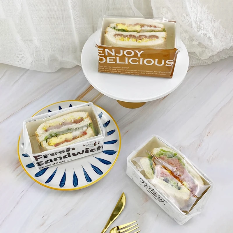 Sacs d'emballage alimentaire transparents en l'horloge, 50 pièces, pour sandwich fait maison, jxtoast, hambourg, fournitures de fête