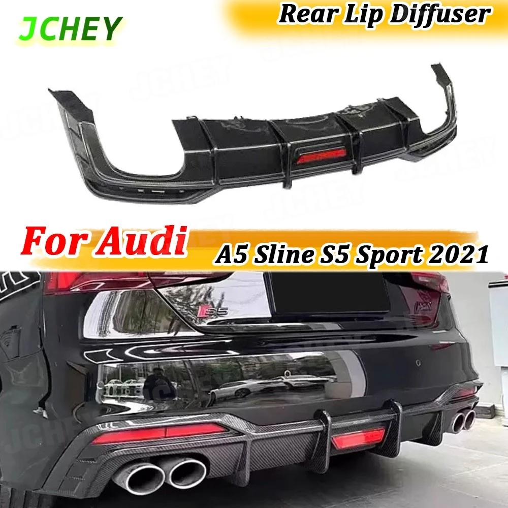 

Carbon Fiber for Audi A5 Sline S5 Sport 2021 Rear Bumper Lip Diffuser Splitter With Light FRP Guard Spoiler Car Accessories