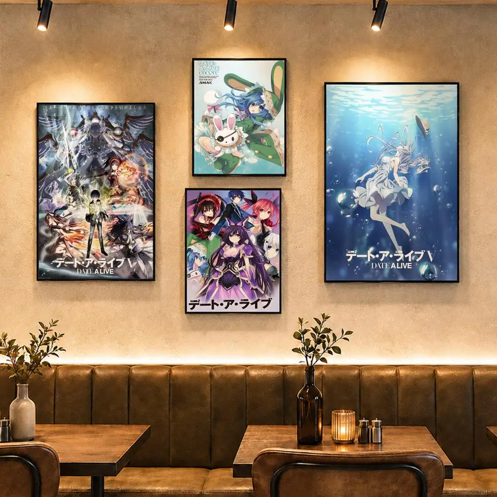 Popular Anime D-Date A LiveS Poster Vintage Retro Anime Poster Stickers Peel and Stick Wall Art Home Decor