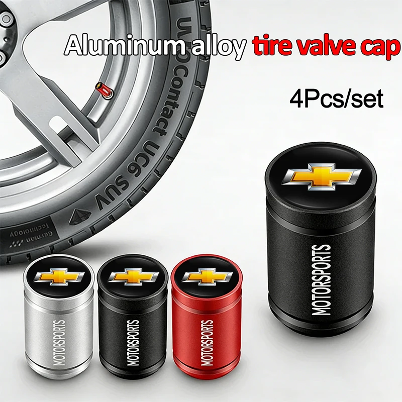4 Uds. Tapas de válvula de neumático con emblema de coche, accesorios para Chevrolet Spark Tahoe Captiva Tracker Malibu Optra Lanos SS Z71