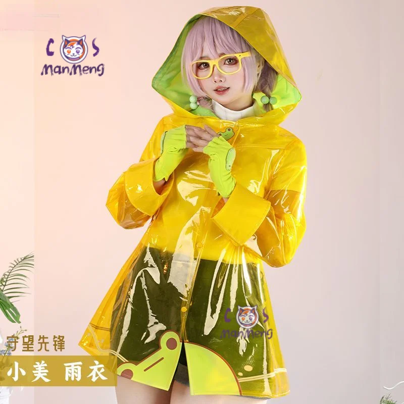 

Mei Meiling Zhou OW Overwatch Cosplay Costume Halloween Party Sweet New Yellow Raincoat Coat Pants Shoes Wig Woman Uniform Set