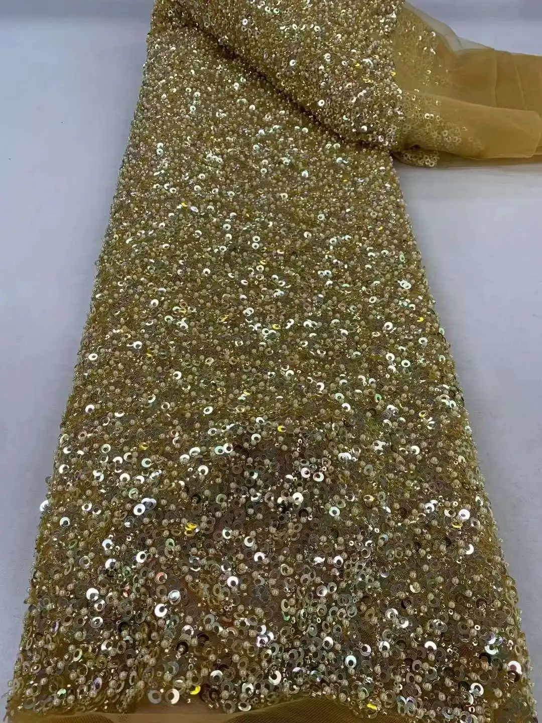 قماش شائع مع أنبوب الخرز ، دانتيل مطرز ، لؤلؤ الخرز ، شبكة فرنسية ، دانتيل نيجيري ، فستان سهرة ، زفاف وحفلات ، جودة عالية #3