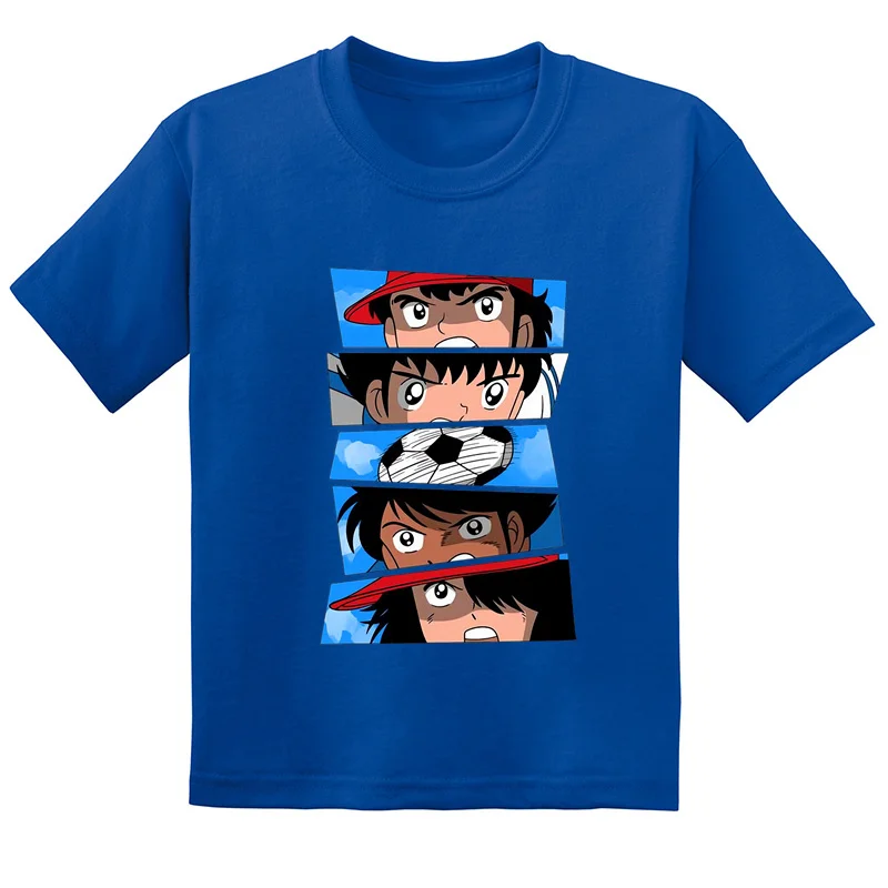 2026 Hot Anime Captain Tsubasa Print Kids Cotton T-shirt Boys Girls Summer Short Sleeve Tops
