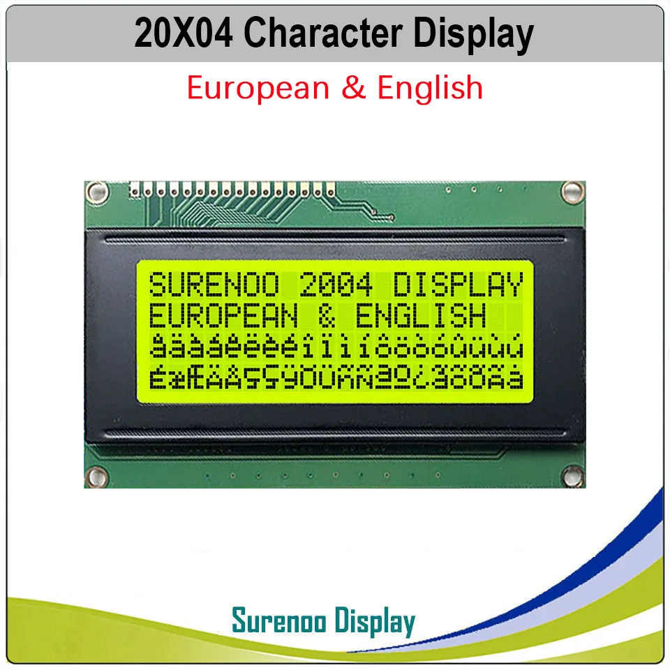 Imagem -02 - Inglês Japonês Cirílico Hebraico Russo Europeu 204 20x4 2004 Personagem Módulo Lcd Display Tela Lcm Branco Azul Led Backlight