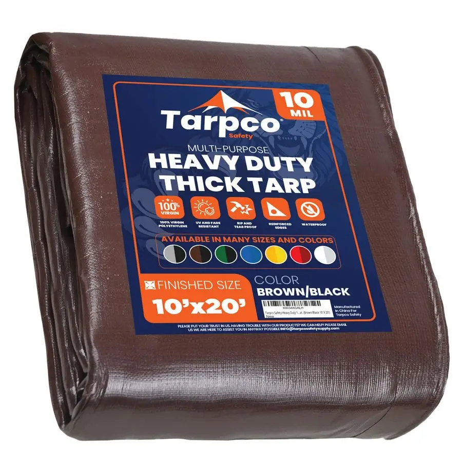 

Heavy Duty 10 Mil Tarp Cover, Waterproof, UV Resistant, Rip and Tear Proof, Poly Tarpaulin with Reinforced Edges for Camping, Ro