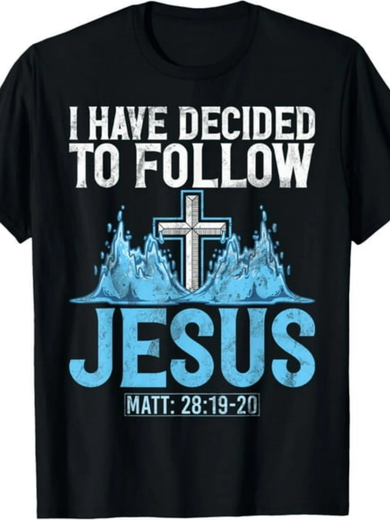 I Decided To Be Baptized Church T-shirt 100% .jpg Men's and Women's Same 2025 Summer Short-sleeved Printed T-shirt, Solid Color 220G