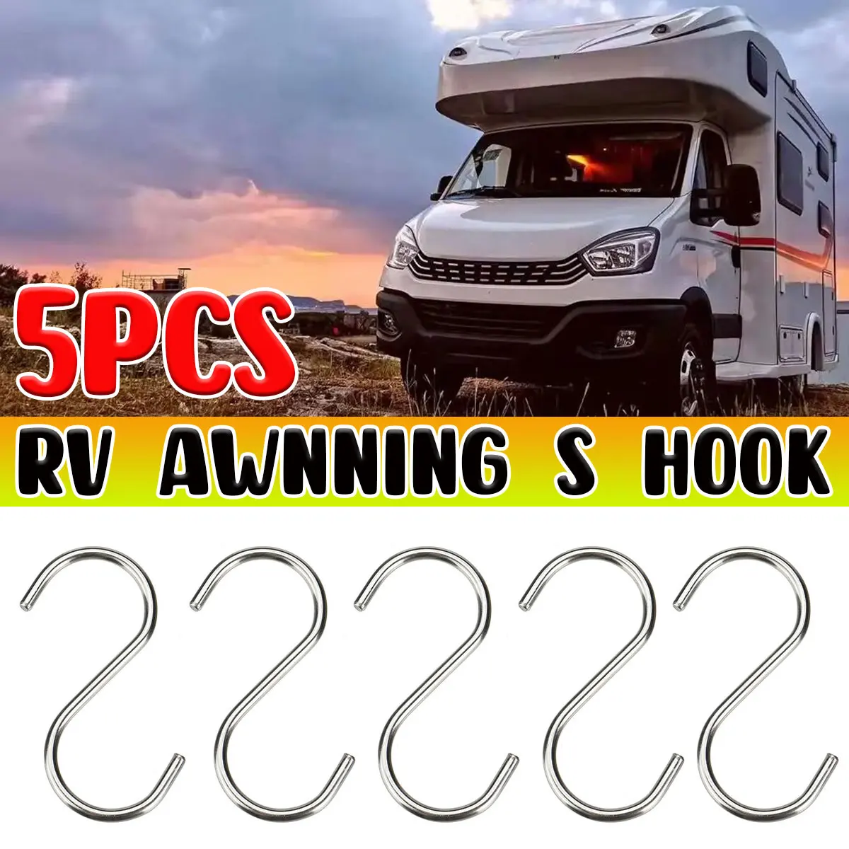 5PCS RV Awning Hanger Hook Suitable For RV Camping Caravan Party Light Stand Awnning Hook Car Accessories