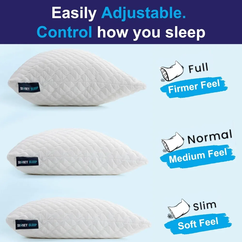 Pillow for Side and Back Sleepers - Comfort for Neck and Shoulder Pain-Adjustable and Customizable Shredded Memory Foam Filling