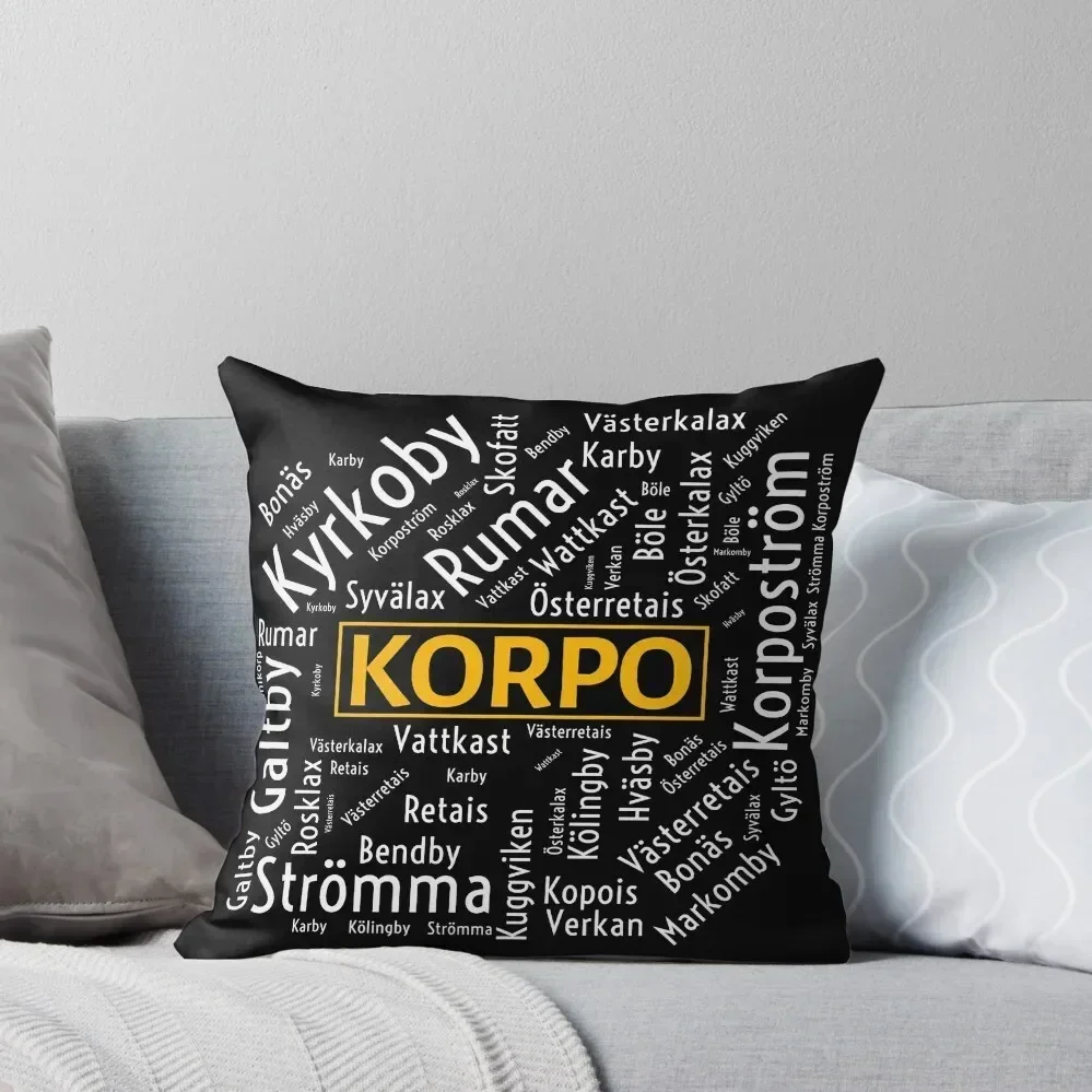 

Villages of Korpo - Wordcloud Throw Pillow home decor items luxury decor pillowcases for sofa cushions pillow