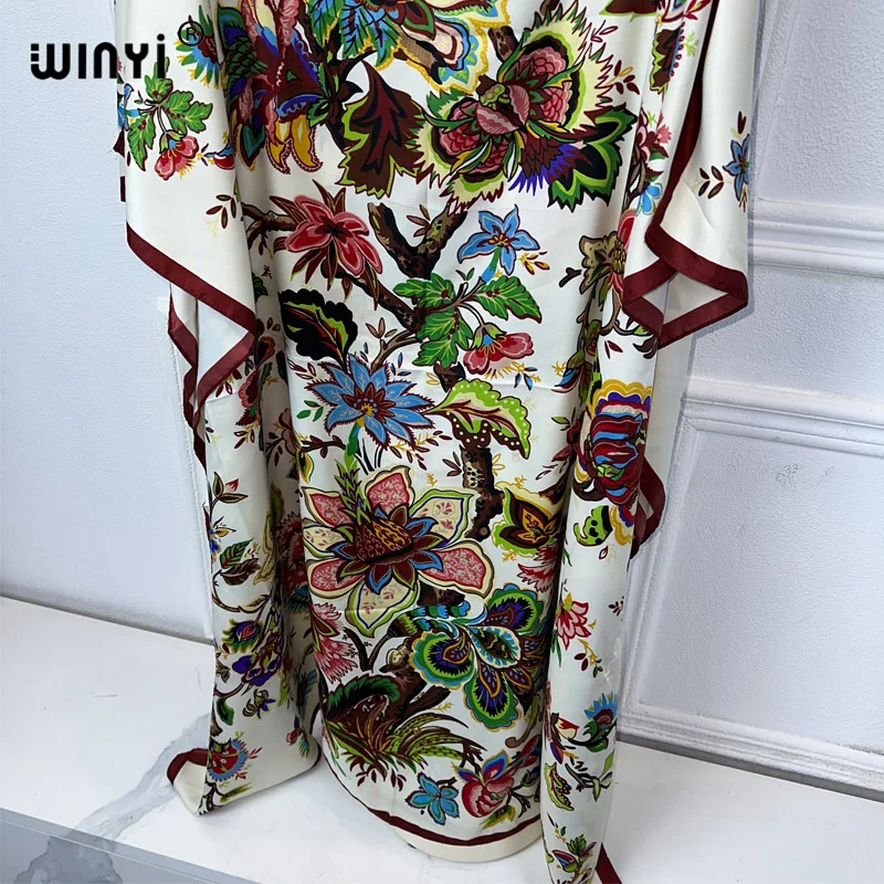 WINYI high quality africa clothing free size women Fashion boho print Kaftan Maxi abaya dubai luxury muslim women african dress