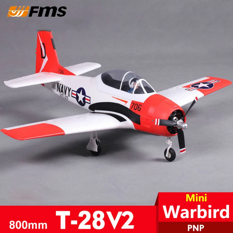 Fms T28 V2 Pnp Rc Aircraft 800mm T-28 Mini Bbd 4ch 2s Epo Battle Bird Hobby Model Aircraft Avion Cheap Small Popular Product