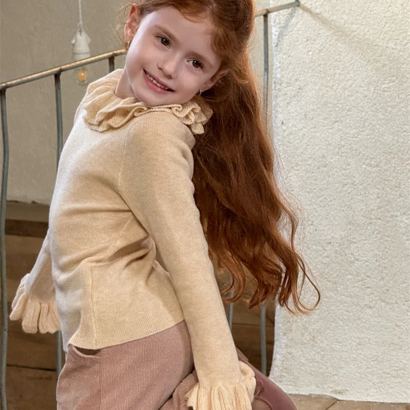 الفتيات الشتاء تنوعا 2025 كشكش طوق محبوك قاعدة سترة مزاجه سليم صالح شبه عالية الرقبة سترة اليومية لباس غير رسمي