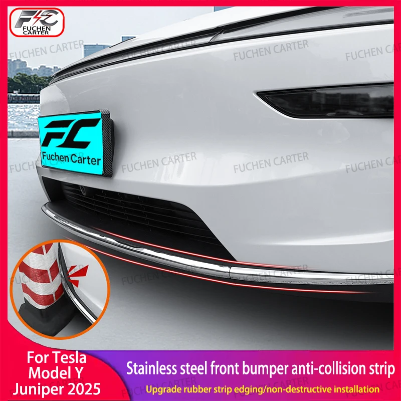 

Для Tesla New Model Y Juniper 2025 2026: Защитная накладка на передний бампер из нержавеющей стали, предотвращающая столкновения, аксессуар