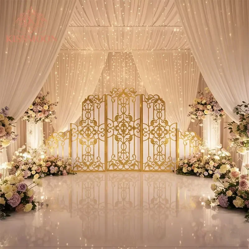 Customizable Acrylic Wedding Stage Backdrop Modern Luxury Design for Banquet Party Decoration Adjustable Size and Color
