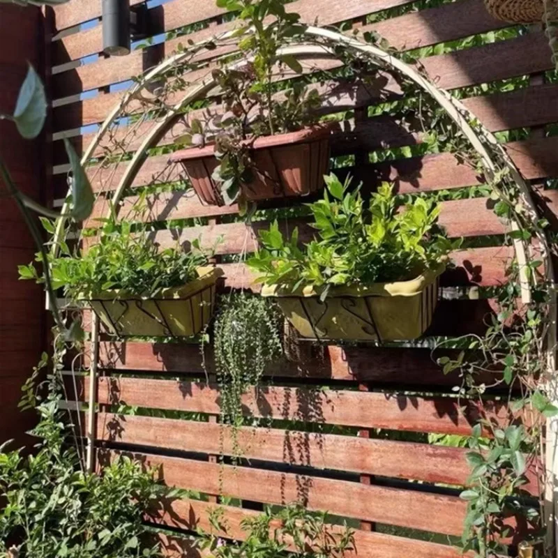 Half Arch Trellis for Window Iron Climbing Plant Support for Clematis Rustic Garden Gate Frame Outdoor Climbing Vine Trellis