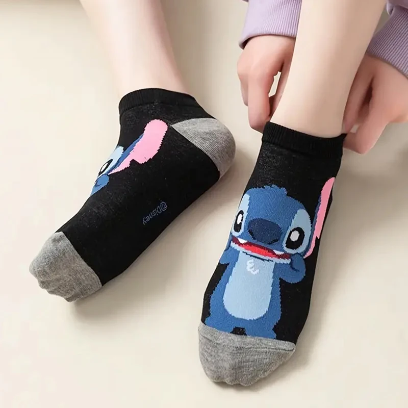 10/20/30 podwójna wiosna/lato moda unisex Disney śliczne Anime Cartoon Stitch Mickey Mouse wszechstronne Casual płytkie skarpetki statku