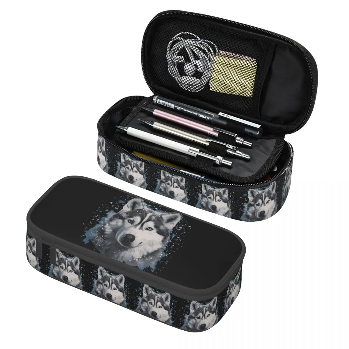 

Lovely Husky In The Snow Pencil Cases Pencil Pouch Storage Stationery Supplies Large Capacity Pen Box Pencil Bag for Students