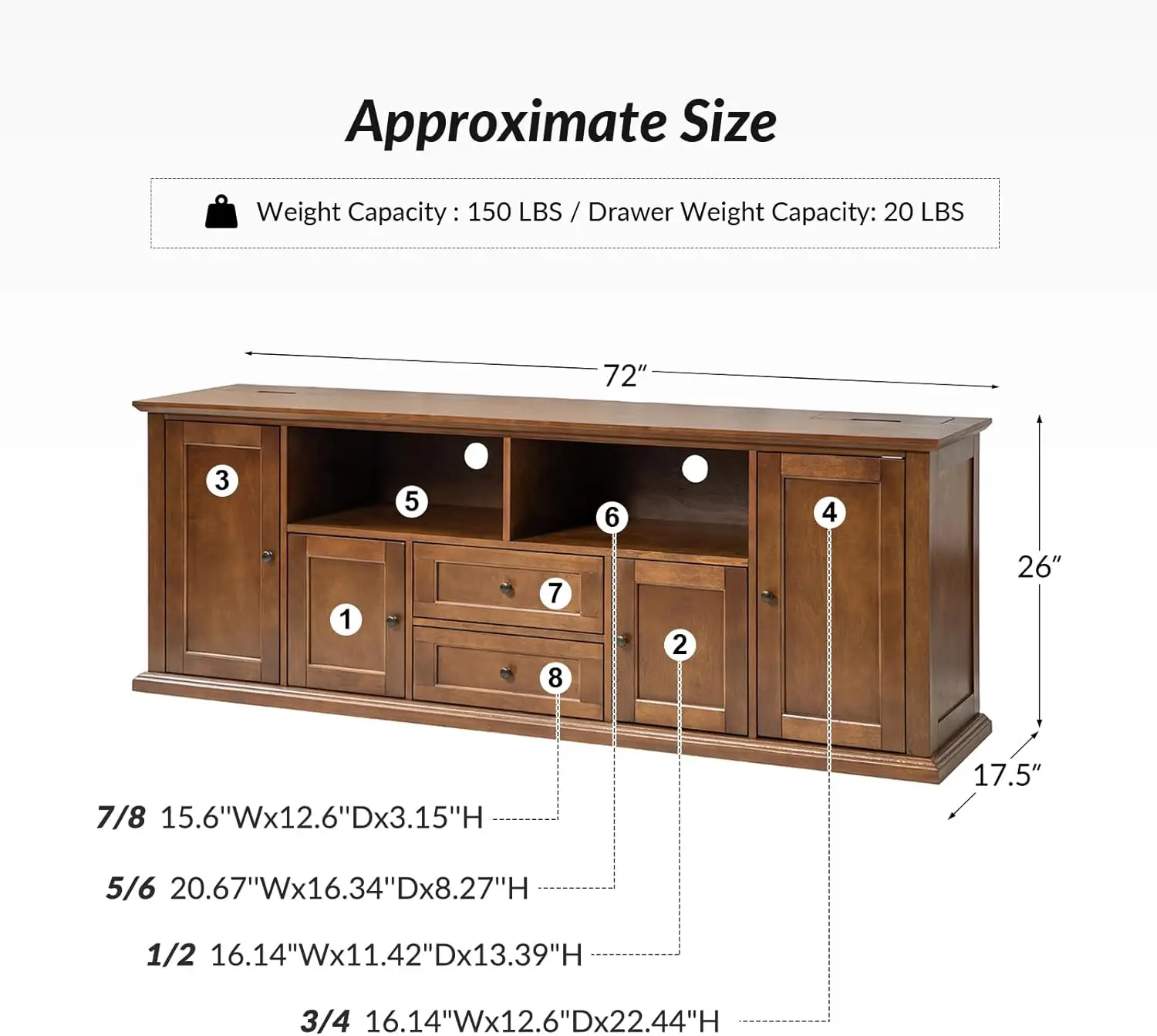 SOLID WOOD 72 Inch Wide Transitional TV Media Stand in Rustic Natural Aged Brown for TVs Up To 80 Inches, for The Living Room