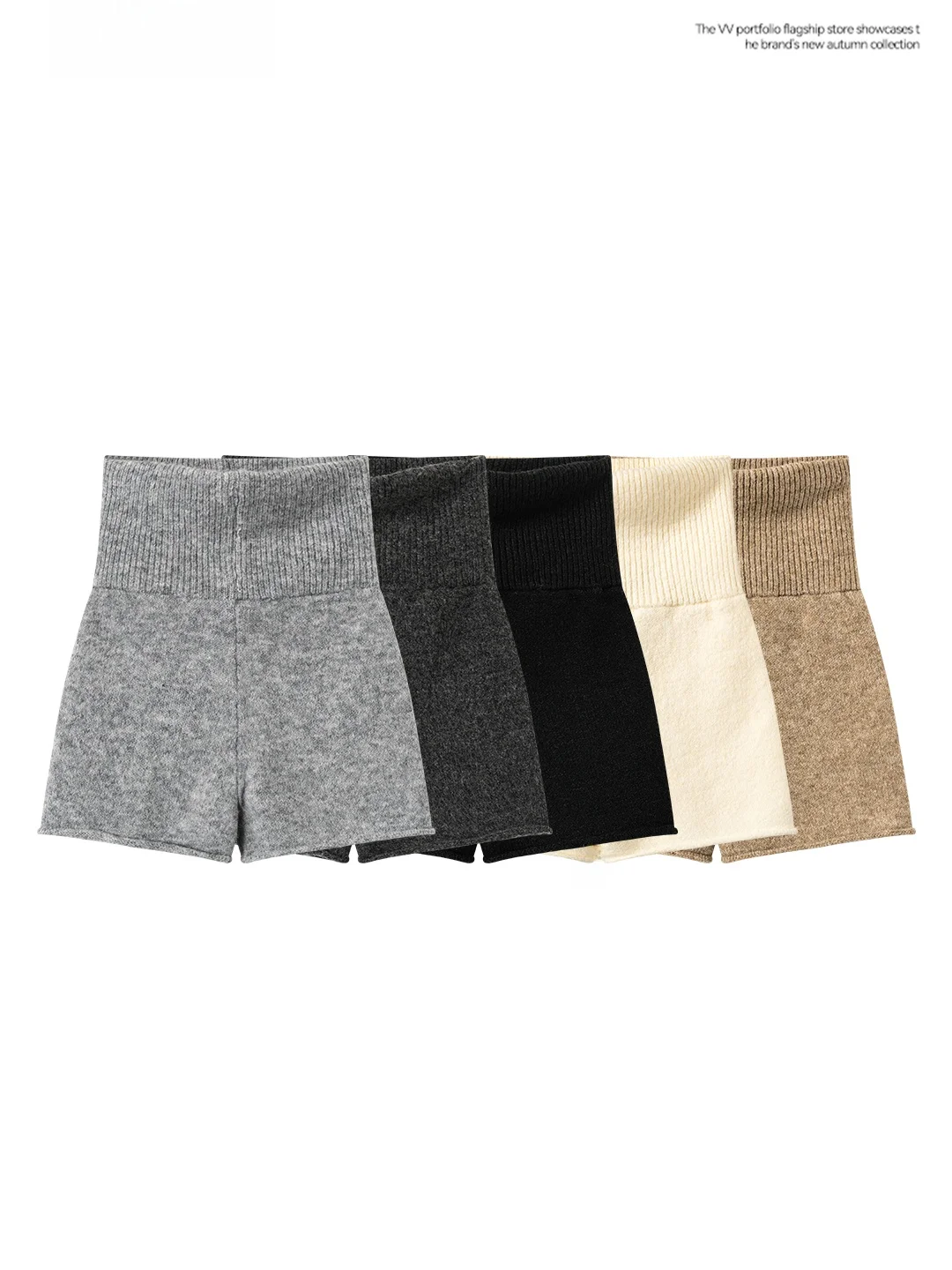Slim Fit High Waist Knitted Short Pants Women's Base Layer Tightening Butt Lifting Pleated Small Size Spring Pure Color