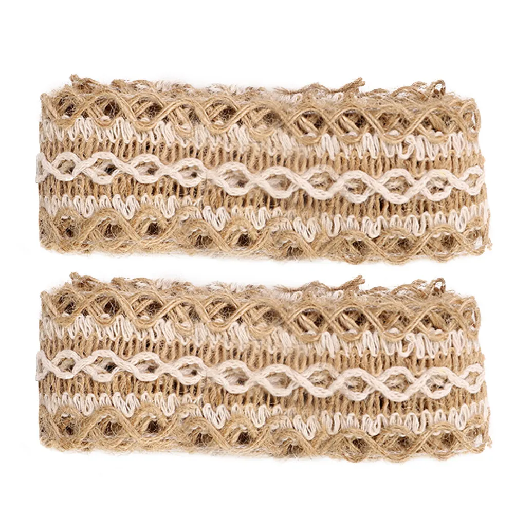 2 Rolls 2 Meters Heavy Duty Burlap Roll Multi Purpose Decorative Ribbon for Home Craft Projects Flower Vases Gift Baskets Frames