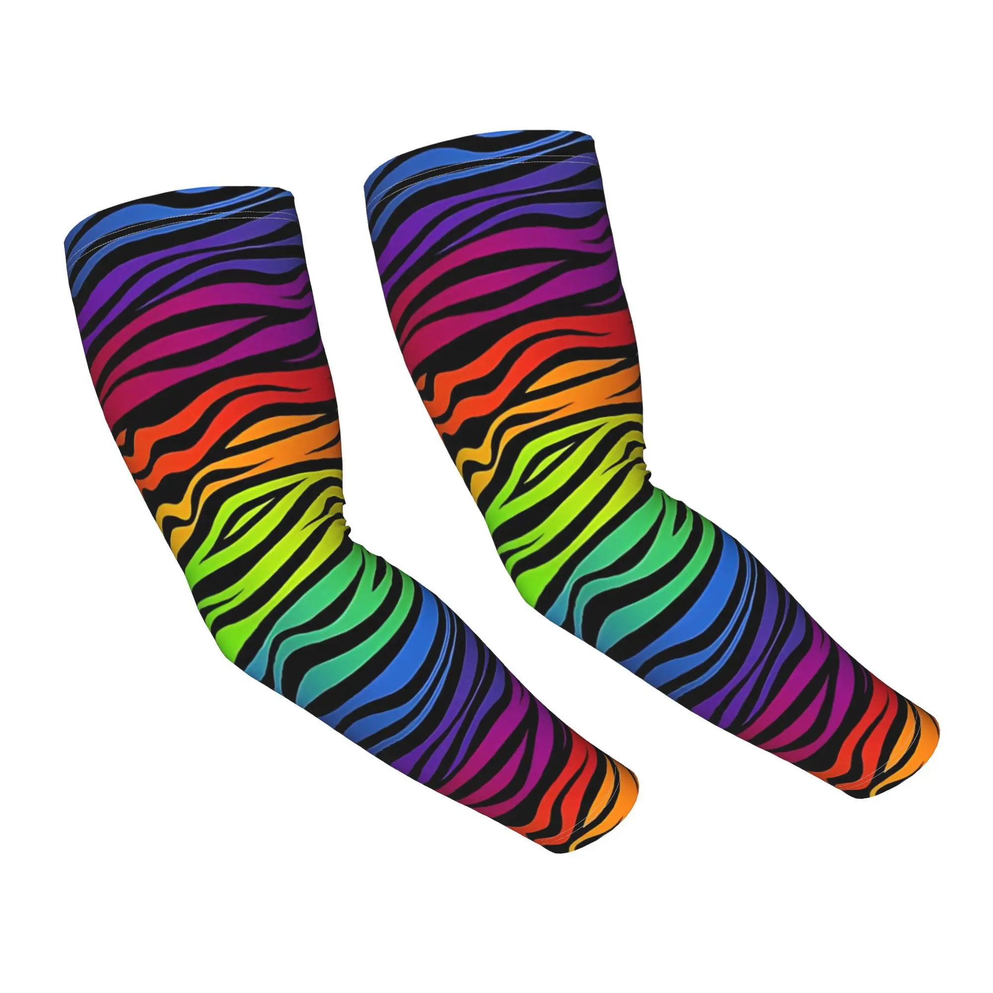 Lightweight Long Sleeve Covers with a Rainbow Stripe Design, Perfect for Protecting Your Arms While Driving Or Cycling