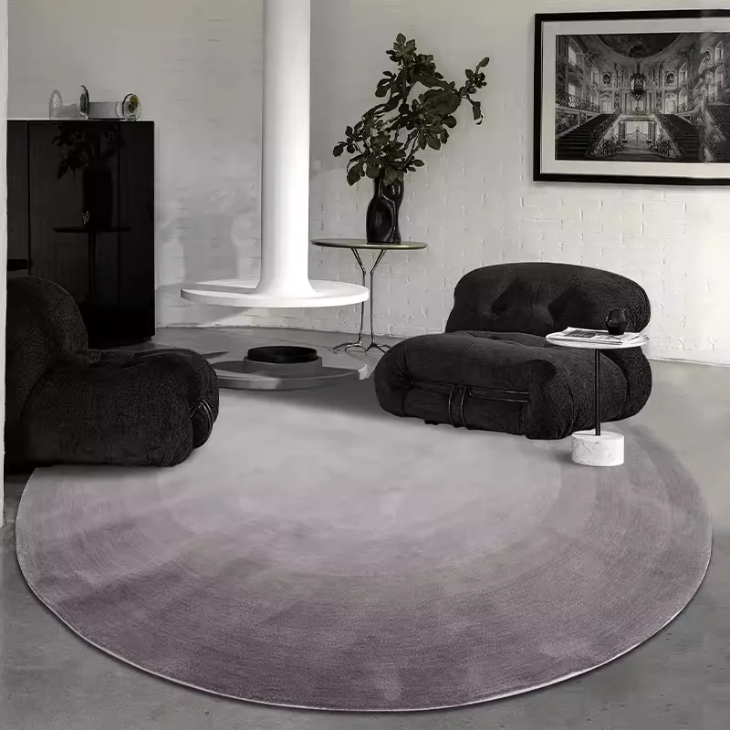 

Living Room Carpet Non-slip Machine Washable Easy To Fold Rug Gray Gradient Round Floor Mat Large Size Home Decoration Mats 양탄자