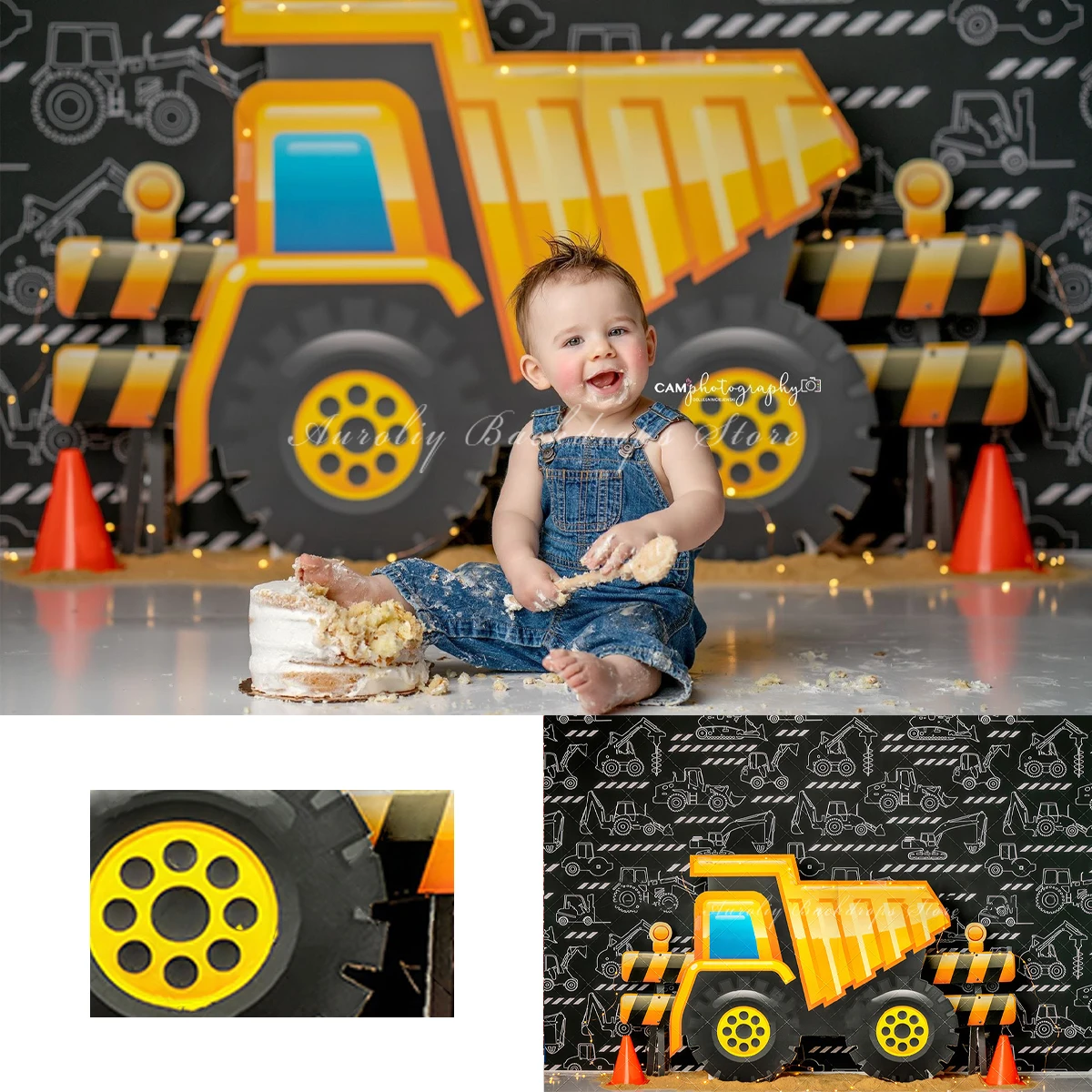 

Construction Site Heavy Hauler Backgrounds Cake Smash Kids Adult Photography Props Child Baby Decors Studio Photo Backdrops