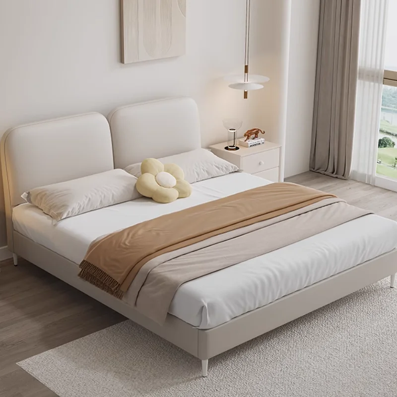 

Двуспальная кровать с деревянным европейским каркасом, простая бежевая мягкая роскошная двуспальная кровать для хранения вещей, гибкая современная коробка Cama, Casal, мебель для спальни
