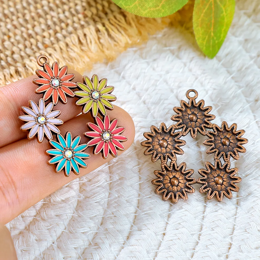 Vintage Bohemia Colorful Enamel Round Pendants Charms for DIY Jewelry Making Women Earrings Necklace  Accessories Parts image 5