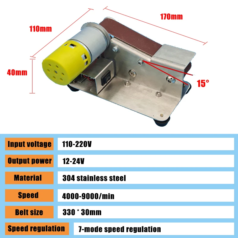 Elektrische Gürtel Sander Schleif Maschine Messer Spitzer Holz Kanten Polieren Maschine Grinder Multifunktionale Cutter Volle Aceessory