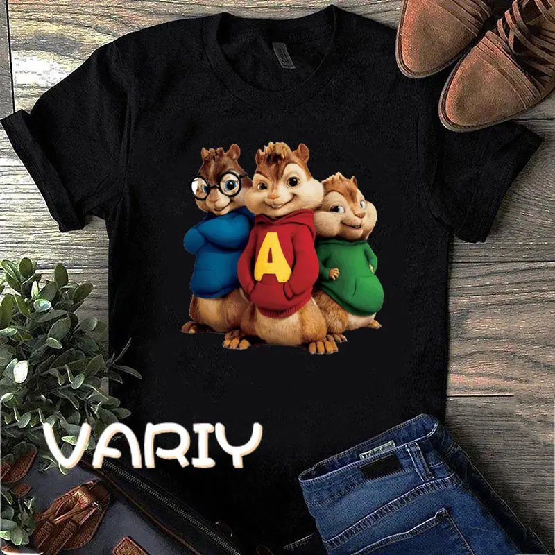 Female Alvin and the Chipmunks Printing O-neck Short Sleeve T-Shirt 2025 New Summer Trend Loose Top Tee Shirt Women Clothes