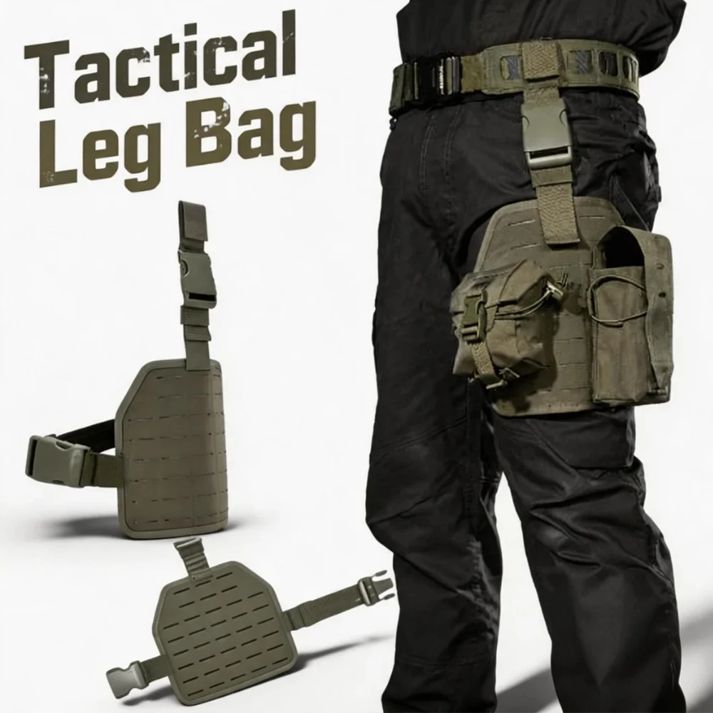 

Tactical MOLLE Drop Leg Panel Lightweight Thigh Rig Expansion Board with Elastic Straps Universal Adjustable Leg Bag Combat Gear
