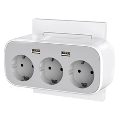 Euro plug wall socket extender with 3 AC power supply and 2 USB charging port power adapter for home office travel outlet