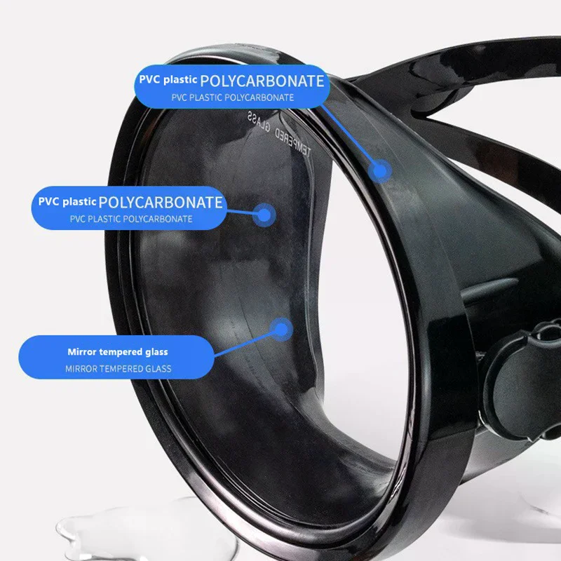 Ovale Schnorchel-Tauchmaske, Speerfischen-Maske, Panorama-Weitsicht-Tauchbrille, gehärtete Glaslinse, Tauchbrille für Erwachsene